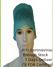 Cina Kain Spunbond Disposable Bouffant Scrub Caps 61x14 Cm Kekuatan Tarik Tinggi pemasok
